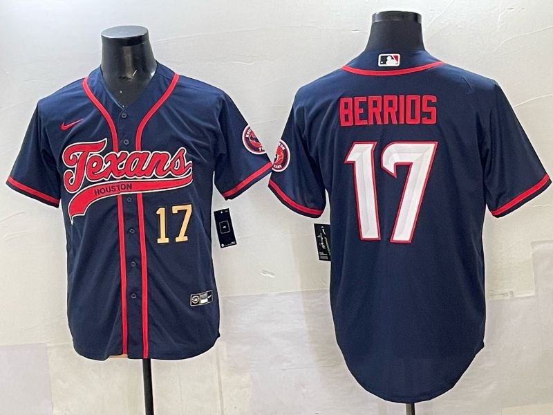 Men 2025 Nike Houston Texans #17 Berrios Blue Joint Name Limited NFL Jersey style 05